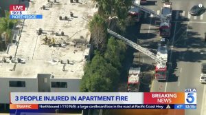 Northridge, CA Apartment Building Fire Leaves Three People Injured.