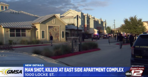 San Antonio, TX Apartment Complex Shooting on Locke Street Leaves One Man Fatally Injured.